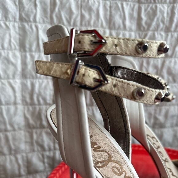 SAM Edelman Women's gladiator Ayda Ankle Strap High silver spike Heels sz 6.5 - Picture 7 of 7